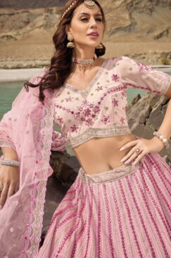 Alternative view of Pink Heavily Embellished Bridal Lehenga Choli