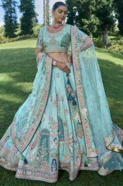 Sea Green Silk Bridal Lehenga Choli