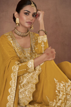 Alternative view of Yellow Georgette Sharara Suit
