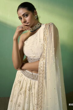 Alternative view of Cream Georgette Embroidered Lehenga Choli