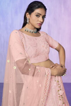Alternative view of Peach Heavy Embroidered Bridal Lehenga Choli