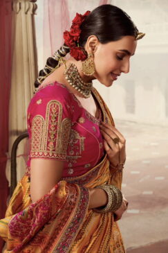 Alternative view of Orange Banarasi Silk Heavy Embroidered Bridal Lehenga Choli
