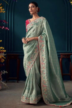 Sea Green Pure Silk Wedding Saree