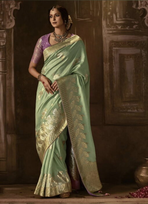 Sea Green Dola Silk Wedding Saree