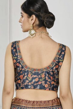 Alternative view of Blue Satin Silk Wedding Lehenga Choli