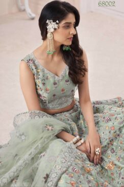 Alternative view of Green Art Silk Embroidered Bridal Lehenga Choli