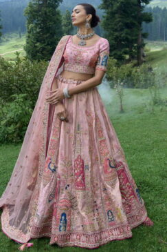 Pink Silk Bridal Lehenga Choli
