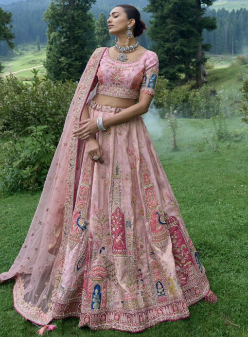 Pink Silk Bridal Lehenga Choli