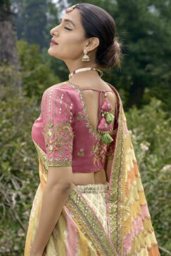 Alternative view of Cream Silk Embroidered Bridal Lehenga Choli