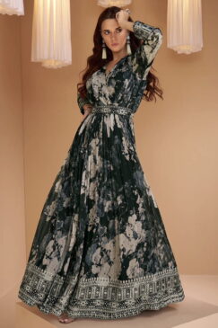 Black Georgette Embroidered Anarkali Gown