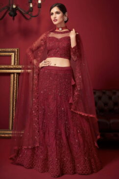Red Net Bridal Lehenga Choli