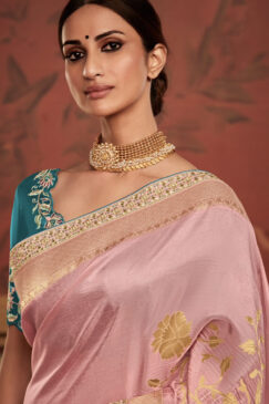 Alternative view of Pink Soft Dola Silk Wedding Saree