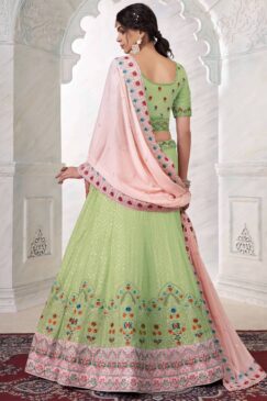 Alternative view of Green Georgette Embroidered Bridal Lehenga Choli