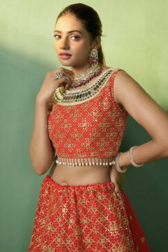 Alternative view of Red Georgette Embroidered Lehenga Choli