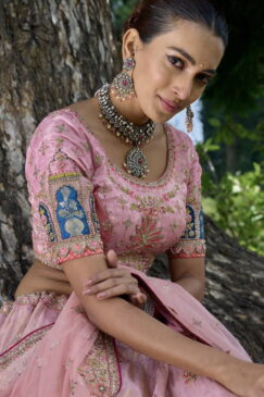 Alternative view of Pink Silk Bridal Lehenga Choli