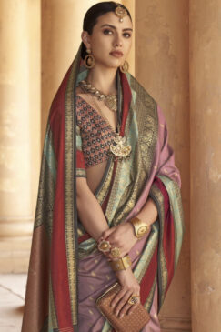 Alternative view of Pink Traditional Silk Saree