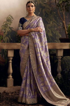 Lilac Dola Silk Wedding Saree