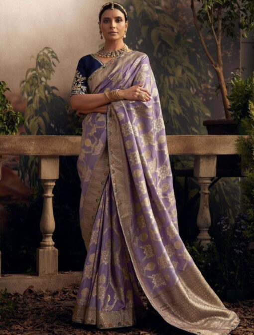 Lilac Dola Silk Wedding Saree