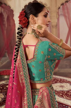 Alternative view of Green Banarasi Silk Heavy Embroidered Bridal Lehenga Choli