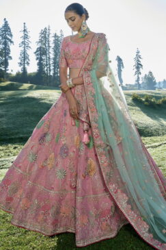 Pink Silk Bridal Lehenga Choli