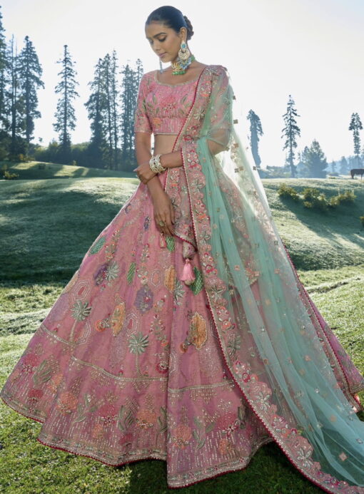 Pink Silk Bridal Lehenga Choli