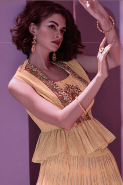 Alternative view of Orange Sangeet Party Wear Lehenga Choli