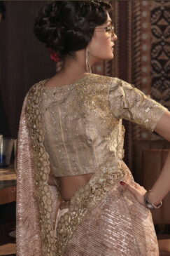 Alternative view of Beige Half N Half Bridal Party Saree