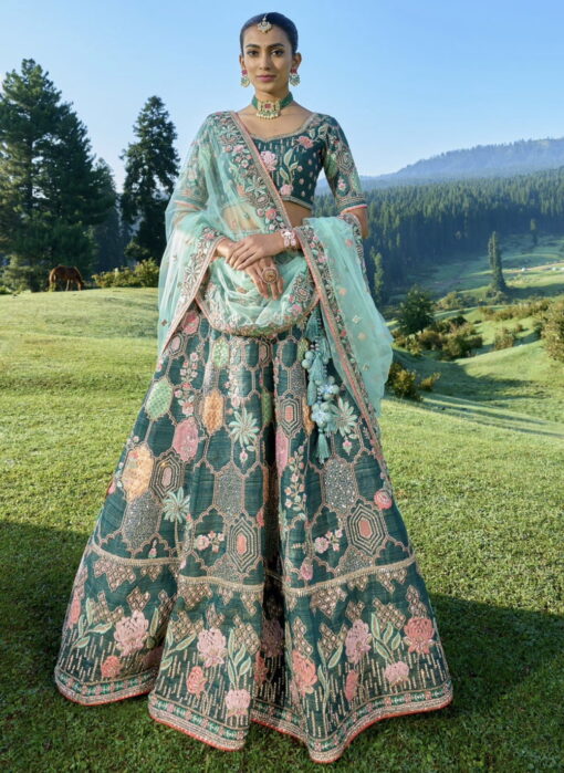 Green Silk Bridal Lehenga Choli