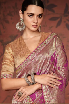 Alternative view of Pink Soft Dola Silk Wedding Saree