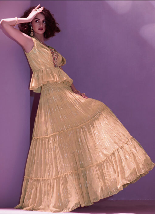 Orange Sangeet Party Wear Lehenga Choli