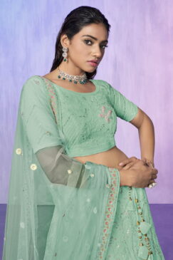 Alternative view of Aqua Heavy Embroidered Bridal Lehenga Choli
