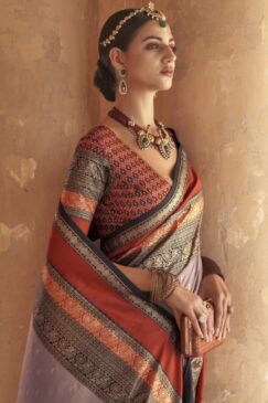 Alternative view of Grey Traditional Silk Saree