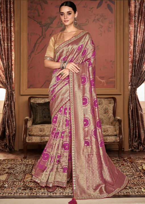 Pink Soft Dola Silk Wedding Saree