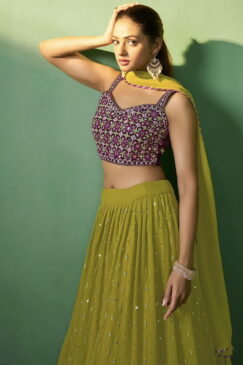 Alternative view of Green Georgette Embroidered Lehenga Choli