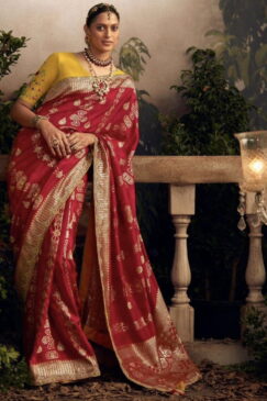 Red Dola Silk Wedding Saree