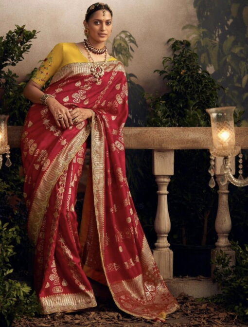 Red Dola Silk Wedding Saree