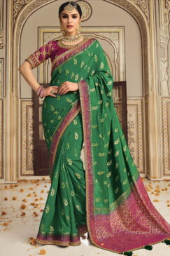 Green Art Silk Embroidered Wedding Saree