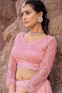Alternative view of Pink Heavily Embellished Bridal Lehenga Choli