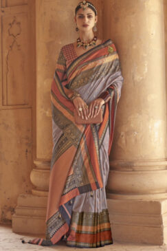 Grey Traditional Silk Saree