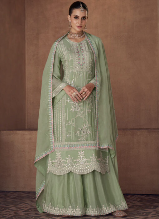 Light Green Georgette Sharara Suit