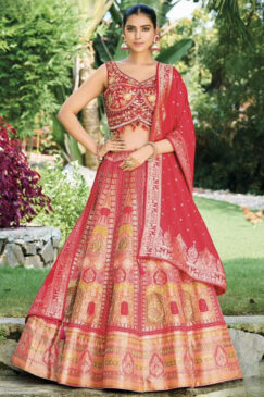 Red Embroidered Wedding Lehenga Choli