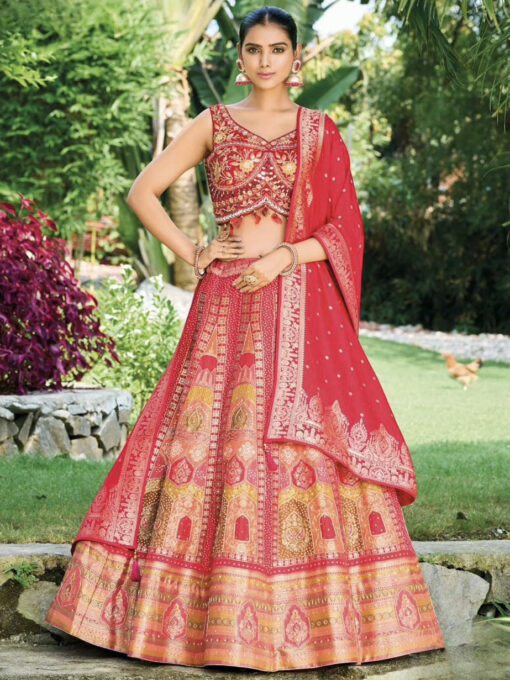 Red Embroidered Wedding Lehenga Choli