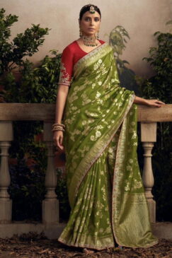 Green Dola Silk Wedding Saree
