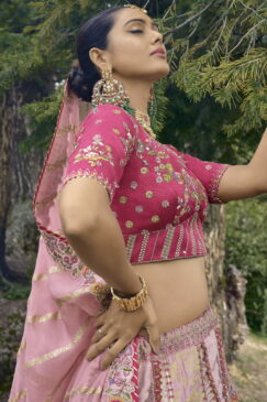Alternative view of Pink Silk Embroidered Bridal Lehenga Choli