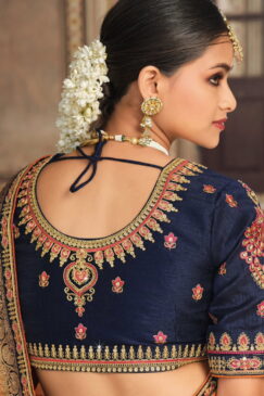 Alternative view of Orange Art Silk Embroidered Wedding Saree