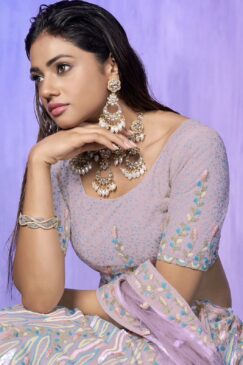 Alternative view of Lavender Heavy Embroidered Bridal Lehenga Choli