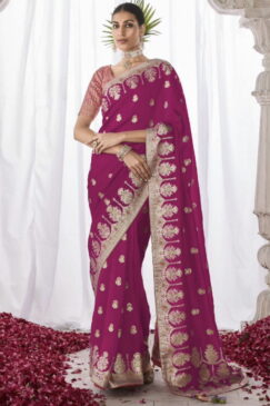 Pink Kora Silk Wedding Saree