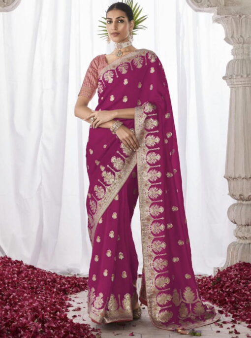 Pink Kora Silk Wedding Saree