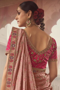 Alternative view of Pink Banarasi Silk Heavy Embroidered Bridal Lehenga Choli