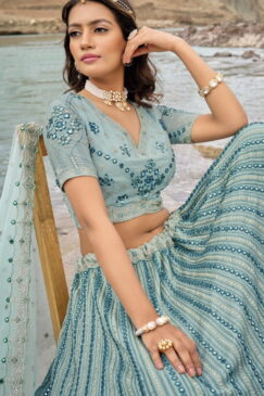 Alternative view of Blue Heavily Embellished Bridal Lehenga Choli